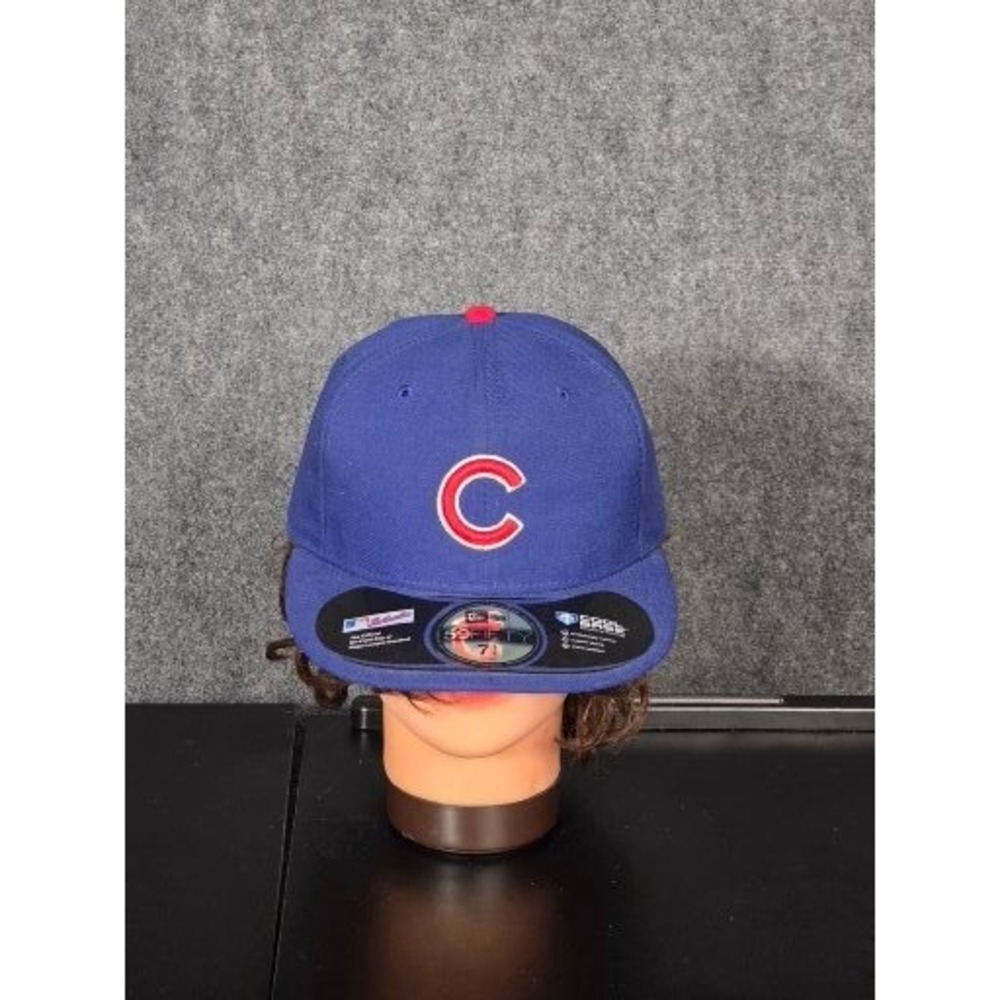 New Era Chicago Cubs‎ MLB 59FIFTY Fitted Baseball Cap Size 7 1/4 Royal Blue Red